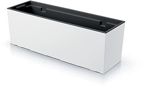 Tymar - Fioriera rettangolare alta per esterni, protezione da sguardi indiscreti, allungata, colore bianco, 58 x 18 x 20 cm