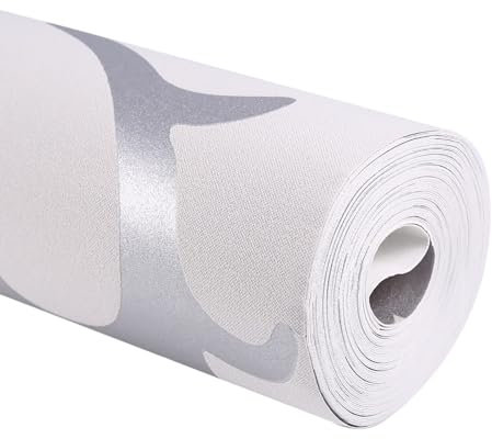 Absorbente de Sonido, Aislamiento Térmico, Papel Tapiz de Plata Antiestatik No Tejido, 10m X, Estilo Barroco, para Decoración de Bricolaje, con un Patrón Hermoso, 5 Cuadrados,