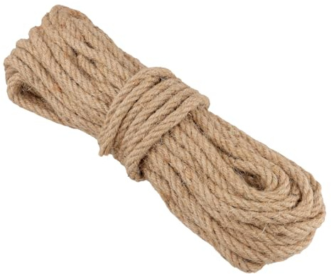 SINJEUN 10 mm x 50 m Linen Colour, Natural Jute Rope, Jute Cord, Hemp Rope, Parcel Cord for Garden, Decoration, Sports, Crafts