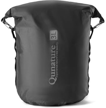 QUNATURE Bike Front Fork Bag Waterproof 3L/6L/12L, Ultralight with Side Zipper & Quick-Compress Roll System, Fully-Taped TPU Nylon, Mount on Fork/Handlebar/Rack for MTB Road Bike Black Small