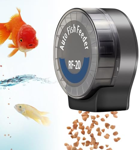 Automatisk foderautomat för akvarium, automatisk utfodrare med timer, foderdispenser för pulver, pellets och granulat, 108 ml justerbar, batteridriven