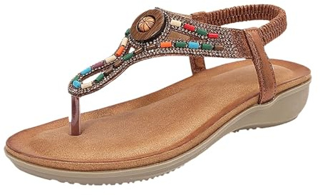 Genérico Sandalias Mujer Verano, Sandalias Con Los Dedos De Los Pies En El Talón De La Mujer, Sandalias Con Tacón Cuña Y Dedos Separados, Fresco Y Versátil, Cómodo Diseño Casual Moderno Marrón 38
