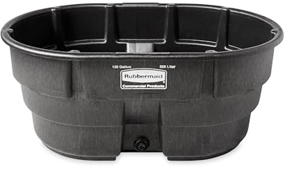 Rubbermaid Commercial Products Stock Tank, 150-Gallons, Structural Foam, Heavy Duty Container, for Livestock/Animal/Cattle Feed & Water, Outdoor Homemade Pool/Hot Tub/Bathtub, & Pet Cleaning/Dog Wash
