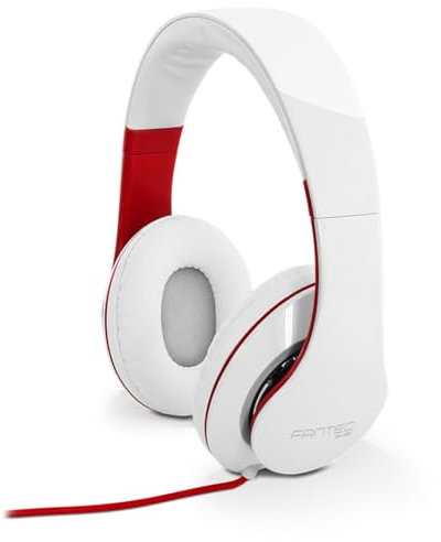 Fantec SHP-250AJ - Auriculares de Diadema Cerrados, Rojo y Blanco