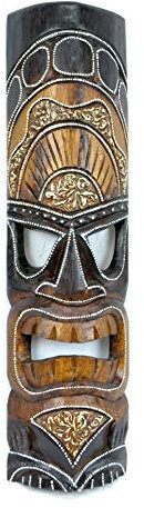 Coco Papaya Masque Tiki Polynésien 50cm en bois. Décoration exotique.