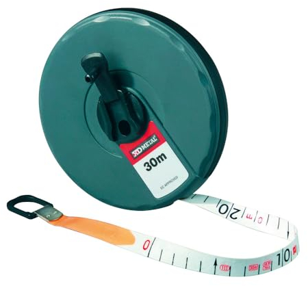 Dönges Rollbandmaß mit Haken, 30 m, Bandbreite 13 mm (Glasfaserbandmaß)