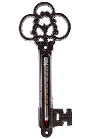 HOMESCAPES - Termometro in ghisa a forma di chiave