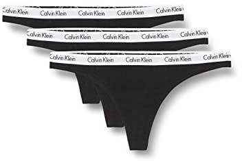Calvin Klein Damen 3er Pack Strings Tanga, Schwarz (Black), M