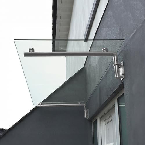 Glass Door Canopy Shelter 1440 x 800mm Porch Awning Rain Cover Patio Front Back Home House Self Cleaning/Stainless Steel Brackets