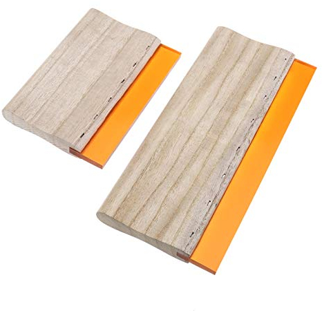 YINETTECH 2 st skärmtryck skrapa träborste kit 2 storlekar 24 cm och 15 cm handtryck vatten bläck skrapa