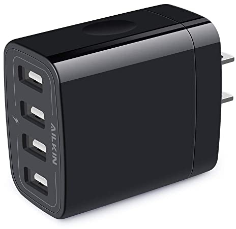 USB Wall Charger 2-Pack AILKIN 4.8A 4-Port USB Plug Cube Brick Charging Box