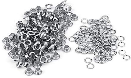 Tnfeeon Metallösen Öse, 100 Stück 5mm Loch Öse Ösen Kit für Leder Stoff Plane Schuhe Kleidung(Silber)