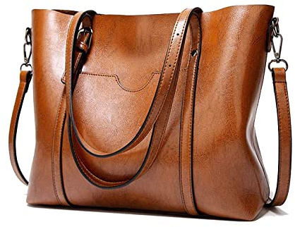 Aileese Womens Handbags Soft Leather Large Capacity Retro Vintage Top-Handle Casual Pocket Tote Shoulder Cross-Body Bags Brown