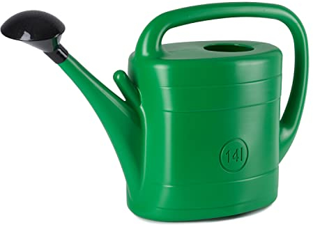 TYMAR Gießkanne mit Brause groß, aus Kunststoff, 14 Liter Volumen, große Gartengießkanne zur Pflege und Bewässerung von Pflanzen in der Wohnung, auf dem Balkon und im Garten (14L)