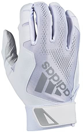 adidas Diamond King 3.0 Leder-Schlaghandschuh für Erwachsene, Weiß/Silber, Größe M