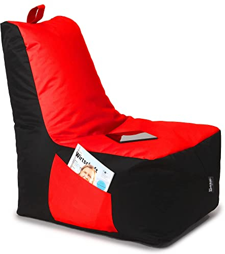 BuBiBag Sitzsack für Kinder und Erwachsene, Gaming Sitzsäcke mit Füllung für das Kinderzimmer, Zockersessel für groß und klein | XXL ChillBag, Rot