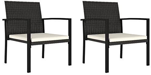 Chusui Garten-Essstühle 2 STK Gartenmöbel, Balkonstühle, Chair Outdoor, Balkonmöbel, Hochlehner, Essstühle, Balkon Stuhl, Bistrostuhl, Garten Stühle, Poly Rattan Schwarz