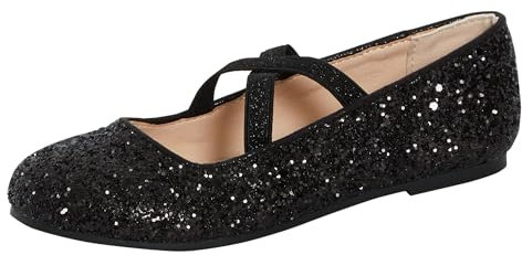 Lora Dora Girls Glitter Ballet Shoes Black 10 UK Child