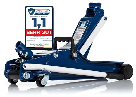 NTG, cric idraulico da 2 t, certificato TÜV, cric da officina piatto, 85-375 mm, per officina meccanica, auto e veicoli ribassati, portata fino a 2.000 kg