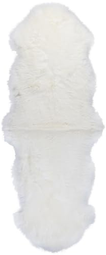 Knutzen Wohnen Piel de cordero real grande 50 x 160 cm, color blanco, piel de cordero natural y cálida para sofá, compañero acogedor para tu hogar acogedor