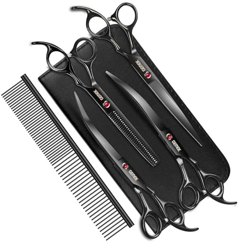 GEMEK 7.0in Titanium Dog Grooming Scissors Set