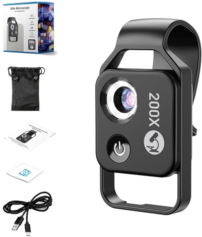 NanoZoom für Smartphone - Mikroskop für iPhone & Handy (Schwarz, Ohne CPL)