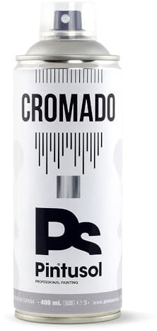 PINTUSOL Pintura Cromada en Spray, Acabado Efecto Cromado, Resistencia UV Alta Opacidad, Fácil Aplicación, Multisuperficie Madera Metal Plástico, Pintura Profesional Cromo Espray 400ml