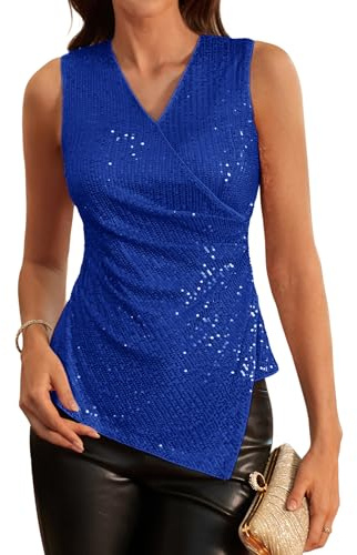 GRACE KARIN Women Sequin Tops Elegant V-Neck Tank Tops Sleeveless Glitter Tops Party Wedding