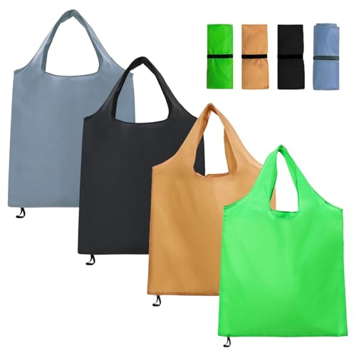 4 Piezas Bolsas de la Compra Plegables, 38 × 37cm Bolsa de Compras Reutilizable Plegable, Lavables y Reutilizables Bolsa Plegable Compra Pequeña, Bolsa Portátil para la Compra, para Compras, Pícnic