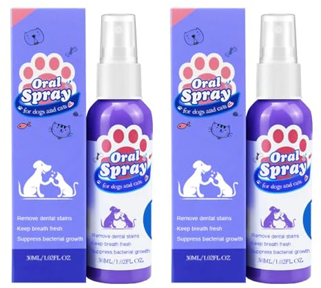 2PCS Dog Oral Care Spray Pet Teeth Cleaning Spray for Dogs & Cats, Pet Teeth Cleaner, Pet Dental Care, Pet Bad Breath Removal, Pet Breath Freshener Spray Care Cleaner, Pet Natural Breath Freshener