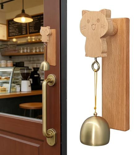 Campanillas de puerta para el hogar, timbre de viento adhesivo de madera, timbre de puerta de entrada, dispositivo de notificación de alerta de entrada rústico para interiores y exteriores, puertas de
