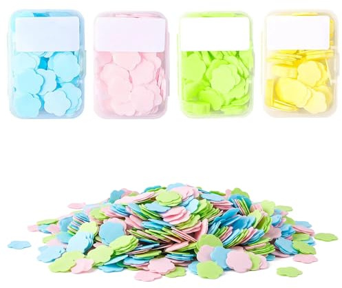 Jabón de Papel Portátil 4 Cajas, Hojas de Jabón en Forma de Pétalos para Lavado de Manos, Jabón en Láminas Desechables con 4 Fragancias para Viajes, Camping, Escuela y Aire Libre (200 Hojas)