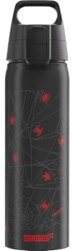 Sigg – drickflaska i aluminium för barn – WMB ONE Kids Spiderman Webs – kolsyrad – läckagesäker – fjäderlätt – BPA-fri – klimatneutralt certifierad – sport och skola – svart – 0,75 l