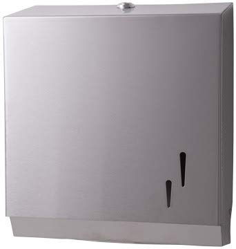 Blanc HYGIENIC Falthandtuchspender – Handtuchspender mit Sichtfenster, abschließbar für Wandmontage, Spender für 600 Faltpapiere, Edelstahl matt