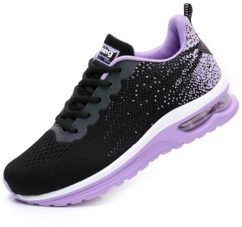 FLARUT Dam Sportskor Löparskor Sneakers Air Cushion Trainers Löpning Lättviktsskor Fitness Gym Sneakers Träningsskor Bekväm(Violett,37 EU)