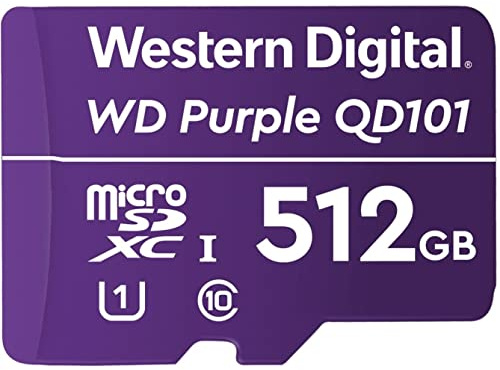 Western Digital WD Purple SC QD101 512GB Smart Video Surveillance microSDXC Card, Ultra Endurance bis zu 256 TBW