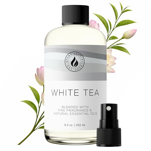 Aroma Country White Tea Diffuser Oil - Luxury Essential Oils for Diffuser Refill & Air Freshener Room Spray, Long-Lasting, Natural Home Fragrance and Hotel Scent for Diffusers & Machines (8.5 Fl Oz)