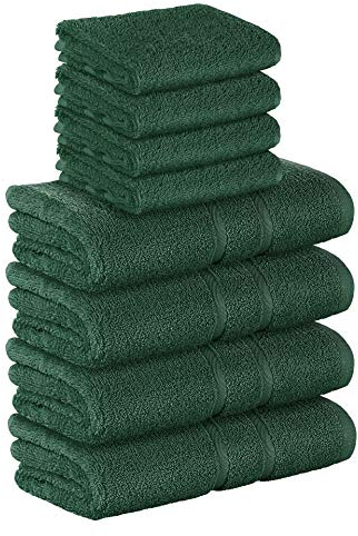 StickandShine 8 TLG. (4X Gästehandtuch / 4X Handtuch) in dunkelgrün/Premium Frottee Set aus 100% Baumwolle mit 500g/m² 8er Pack