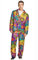 IKALI Männer Hippie Kostüm Erwachsene 60er 70er Anzug Hippie Oberteil und Hose für Fancy Dress Fasching Karneval Party M