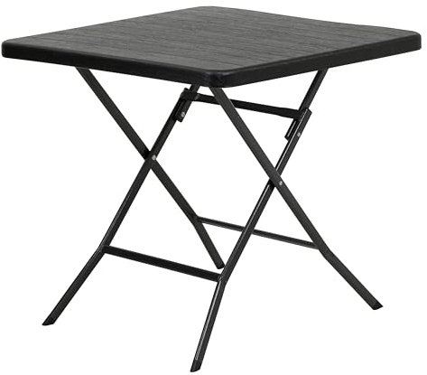 Totò Piccinni Tavolo PANAMA quadrato 78x78 da Giardino Pieghevole struttura in metallo piano effetto legno per PIC-Nic campeggio casa giardino (Tavolo, Nero)
