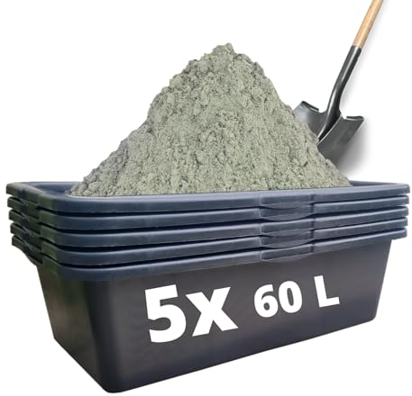 STELLA GREEN - Mörtelkästen 40-80 Liter - Mörtelkübel - Plastikwanne - für Garten - Baustelle - Haushalt - Groß - XXL - Schwarz - Pflanzkübel für Hochbeet 60L x 5 Stk (Eckig).