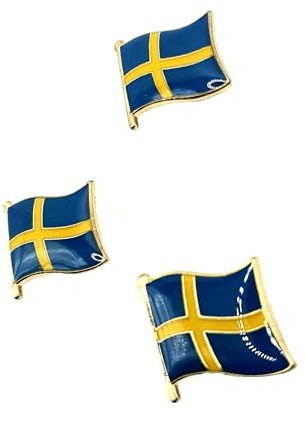 Sverige Svensk Europa EU Metall Emalj Landsflagga Knappnål Paket med 3
