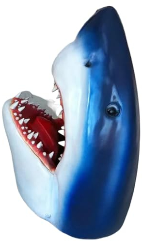 CNAFGBGG Haikopf, Harzhai -Statue, Gartenskulpturen gruseliger wasserdicht großer weißer Hai -Gartenkunst für Pool, Teich, Wand, Veranda