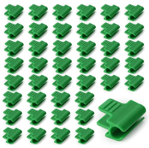 50 Pièces Pinces Fixations pour Serre 11mm, Clip de Film de Serre, Pince à Effet de Serre, Clip pour Tige de Tube de Serre, Clip Cerceau Tunnel de Filet en Plastique, pour Serres, Cadre, Abris (Vert)