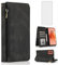 Compatible with Motorola Moto E14 / G04 / G04s / G24 Wallet Case Screen Protector and Zipper Retro Leather Flip Cover Card Holder Stand Cell Accessories for XT2421-2 XT2423-1 4G LTE Women Men Black