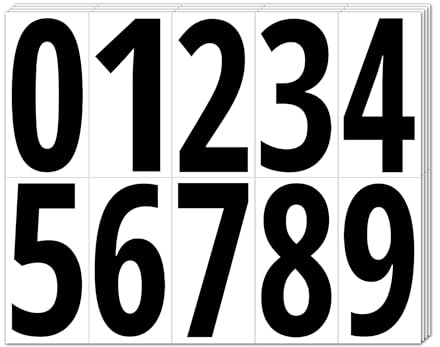 200 Pièces, 100mm - Chiffres Adhesifs, Numero Autocollant Exterieur Vinyle Imperméable - Sticker Chiffres Noirs