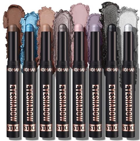 Eyeshadow Stick, 8 Farben Matte & Creamy Eyeshadow Stick Set, Hochpigmentierter Glitter Shimmer Eye Shadow Pencil,Weicher Cremiger Glitter Eye Makeup Pen,Wasserdichtes Langlebiges Lidschatten (C)