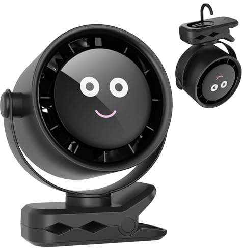 Fitabok Portable Clip On Fan - USB Desk Fan With 5 Speed, 720°Rotation Small Rechargeable Table Fans, LED Display, 4000mAh for Bedroom Home Office Camping Travel Study, Summer Gifts