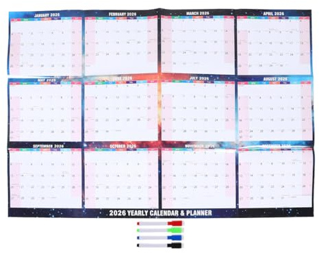 Calendario Borrable De Pared Grande 2026 De Doble Cara - Planificador Colgante Anual Reutilizable Para Oficina Y Hogar GestióN Eficiente Del Tiempo Con Montaje En Pared