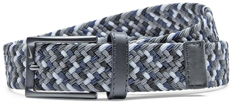 NIKE Men's Stretch Woven Belt, Black/Grey Multi, L